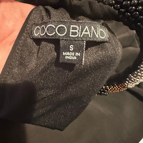 Coco Bianco Black Beaded Halter Top Womens S Glam Cocktail Formal Dressy Sexy - Picture 5 of 14